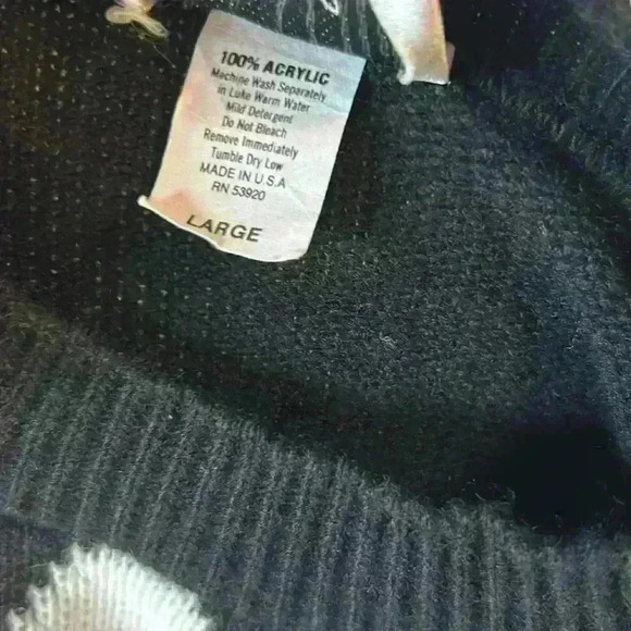 Jessica Scott Vintage Retro Black White Geometric Block Sweater Large Oversize - Picture 5 of 5